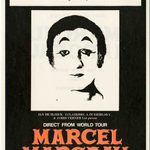 Marcel Marceau Poster - Black and white with informative performance text around.